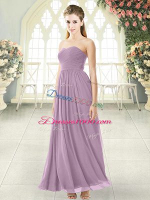 New Arrival Purple Chiffon Zipper Custom Made Sleeveless Ankle Length Ruching