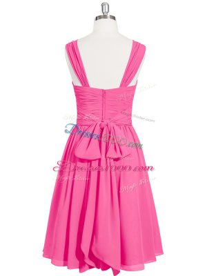 Fashion Pink Sleeveless Chiffon Zipper Prom Gown for Prom and Party