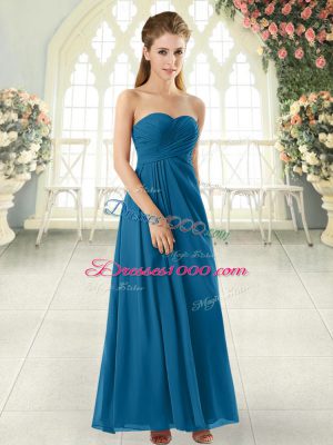 Ankle Length Blue Homecoming Dress Sweetheart Sleeveless Zipper