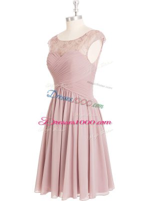 Decent Pink Cap Sleeves Lace Mini Length Prom Party Dress