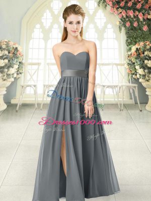 Romantic Chiffon Sleeveless Floor Length Dress for Prom and Belt