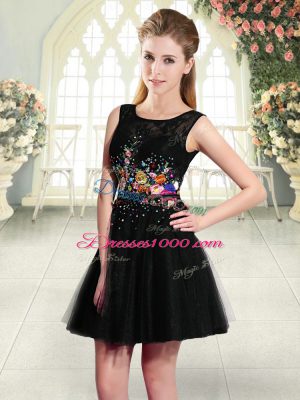 Discount Black Sleeveless Beading and Embroidery Mini Length Evening Dress