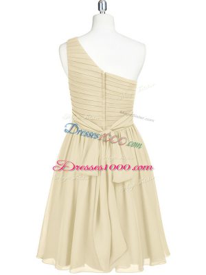 Mini Length Champagne Dress for Prom One Shoulder Sleeveless Zipper