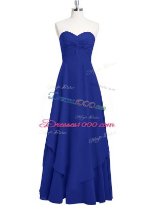 Noble Royal Blue Sweetheart Neckline Pleated Prom Dresses Sleeveless Zipper