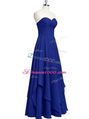 Noble Royal Blue Sweetheart Neckline Pleated Prom Dresses Sleeveless Zipper