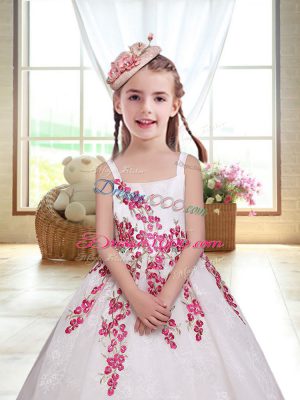 Superior Lace Sleeveless Ankle Length Flower Girl Dresses for Less and Embroidery