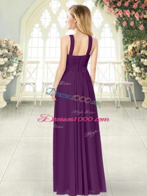 Eye-catching Straps Sleeveless Chiffon Evening Dress Ruching Zipper