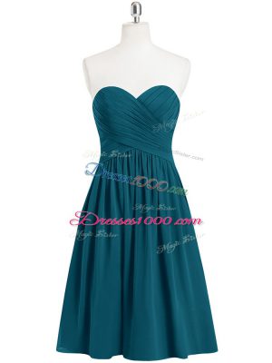 Sleeveless Zipper Knee Length Pleated Prom Evening Gown