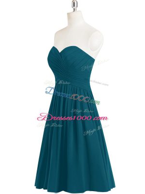 Sleeveless Zipper Knee Length Pleated Prom Evening Gown