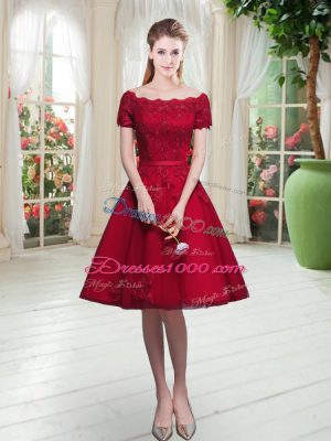 Best Selling Short Sleeves Appliques Lace Up Prom Gown