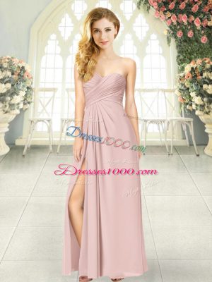 Floor Length Empire Sleeveless Pink Prom Dress Zipper