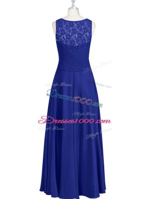 Fantastic Floor Length Empire Sleeveless Royal Blue Prom Evening Gown Zipper