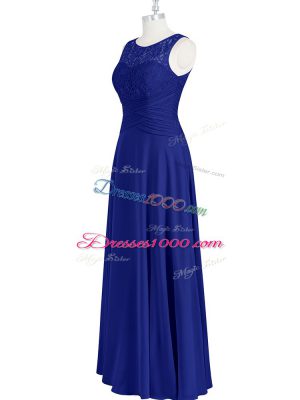 Fantastic Floor Length Empire Sleeveless Royal Blue Prom Evening Gown Zipper