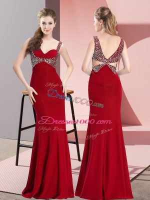 Fabulous Red Sleeveless Chiffon Backless Prom Party Dress for Prom and Party and Military Ball