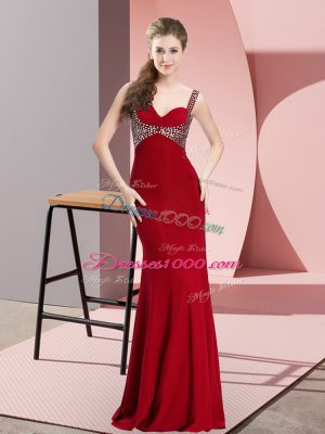 Fabulous Red Sleeveless Chiffon Backless Prom Party Dress for Prom and Party and Military Ball