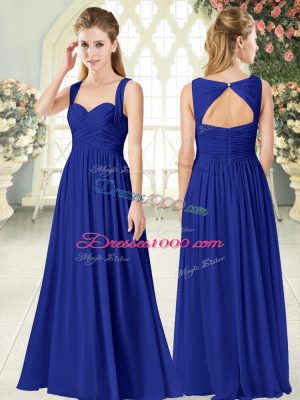 Attractive Royal Blue Sleeveless Chiffon Zipper Juniors Evening Dress for Prom and Party