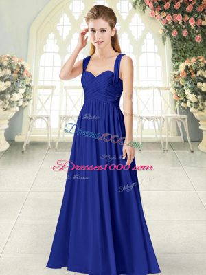 Attractive Royal Blue Sleeveless Chiffon Zipper Juniors Evening Dress for Prom and Party