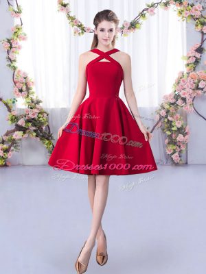 Glorious Red Sleeveless Ruching Knee Length Quinceanera Court Dresses