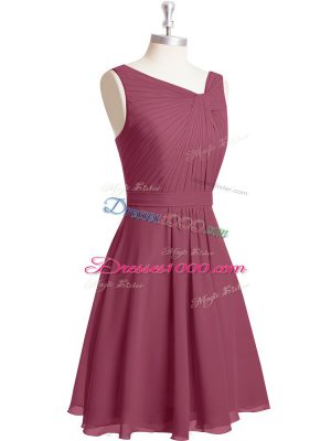 Wonderful Sleeveless Ruching and Belt Zipper Prom Dress