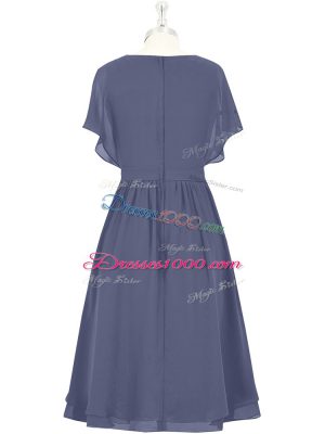 Cheap Scoop Short Sleeves Chiffon Homecoming Dress Bowknot Zipper