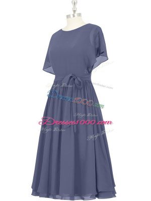 Cheap Scoop Short Sleeves Chiffon Homecoming Dress Bowknot Zipper