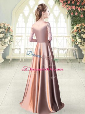 Modern Elastic Woven Satin Half Sleeves Floor Length Dress for Prom and Sequins