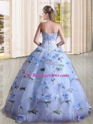 Inexpensive Printed Sleeveless Floor Length Sweet 16 Dresses and Beading