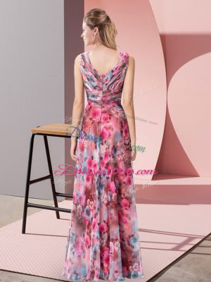 Sophisticated Multi-color Sleeveless Floor Length Pattern Zipper Evening Dress