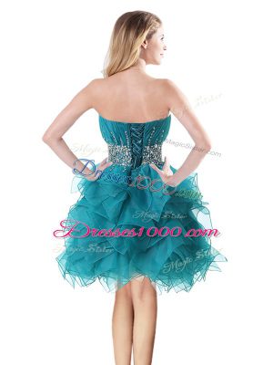 Sweetheart Sleeveless Lace Up Teal Organza