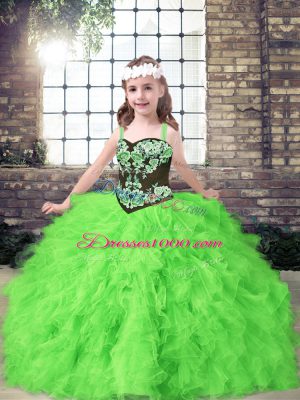 Pageant Dresses Party and Wedding Party with Embroidery and Ruffles Straps Sleeveless Lace Up