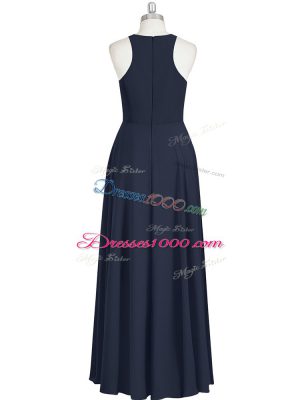 Edgy Black Sleeveless Floor Length Ruching Zipper Prom Evening Gown