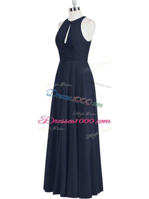 Edgy Black Sleeveless Floor Length Ruching Zipper Prom Evening Gown