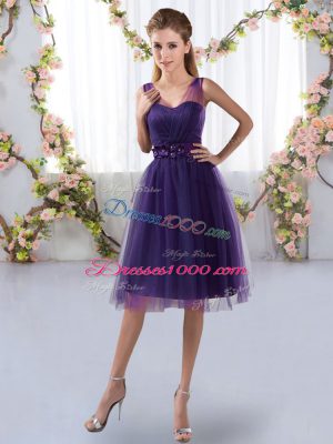 Purple Sleeveless Tulle Zipper Wedding Guest Dresses for Prom and Party