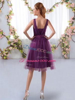 Purple Sleeveless Tulle Zipper Wedding Guest Dresses for Prom and Party