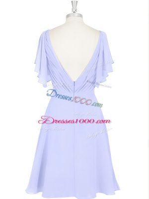 Baby Blue Short Sleeves Ruching Mini Length Dress for Prom