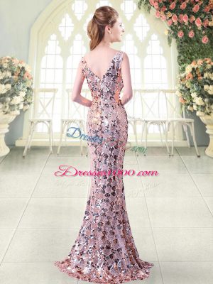 Sleeveless Zipper Floor Length Beading Prom Party Dress