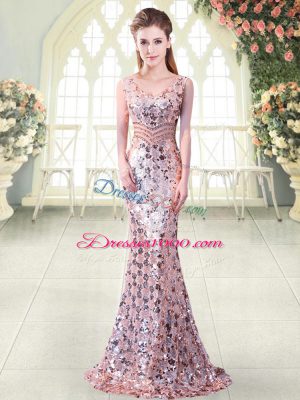 Sleeveless Zipper Floor Length Beading Prom Party Dress