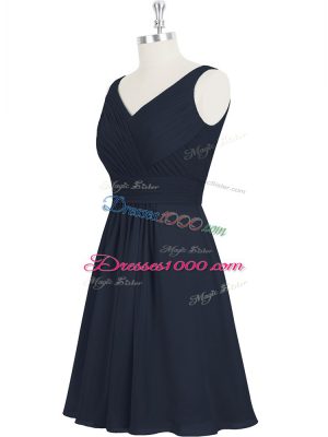 Black Zipper Prom Evening Gown Pleated Sleeveless Knee Length