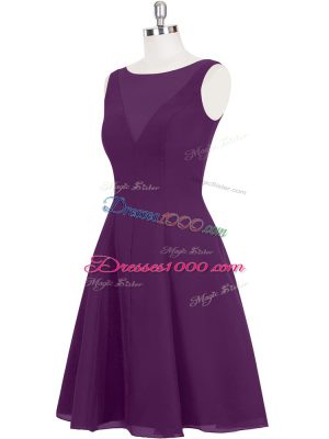 Sumptuous Scoop Sleeveless Prom Dresses Mini Length Ruching Eggplant Purple Chiffon