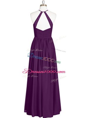 Spectacular Purple Halter Top Backless Lace Prom Gown Sleeveless