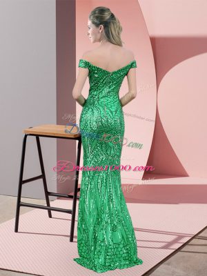 Ruching Prom Dresses Green Zipper Sleeveless Floor Length