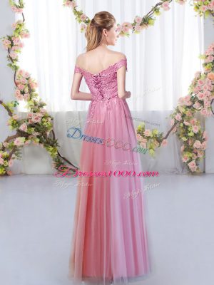 Sleeveless Lace Up Floor Length Lace Court Dresses for Sweet 16