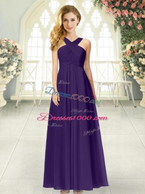 Colorful Floor Length Purple Prom Dresses Straps Sleeveless Zipper