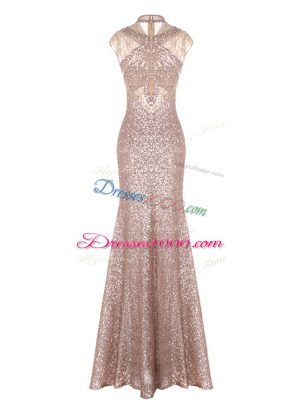 Edgy Pink Sleeveless Floor Length Ruching Prom Party Dress