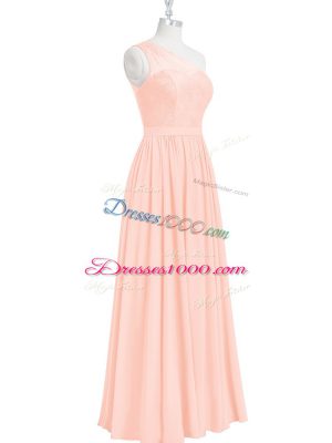 High Class One Shoulder Sleeveless Chiffon Prom Gown Lace