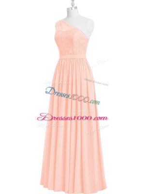 High Class One Shoulder Sleeveless Chiffon Prom Gown Lace