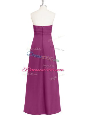 Flare Fuchsia Sleeveless Ruching Floor Length Evening Party Dresses