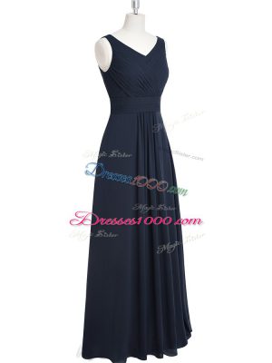 Floor Length A-line Sleeveless Black Prom Evening Gown Zipper