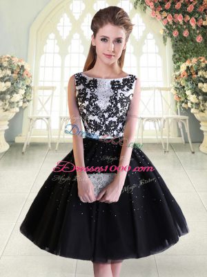 Mini Length Lace Up Homecoming Dress Black for Prom and Party with Beading and Lace