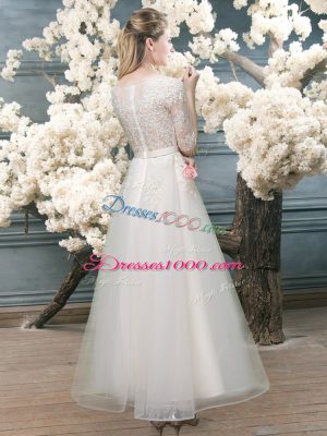 Organza Half Sleeves Prom Gown and Lace